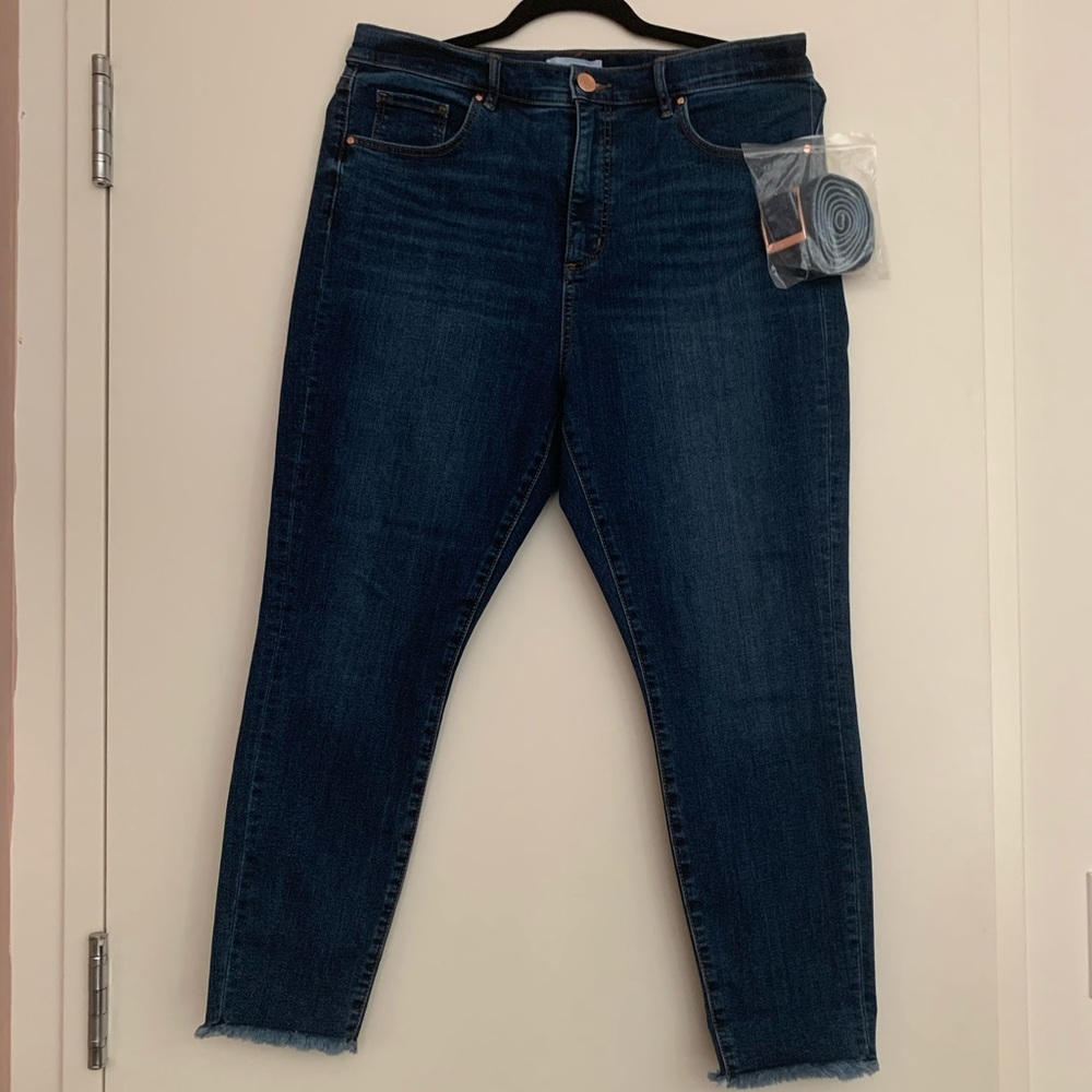 Belted HighRise Pocket Skinny Jean Rich Mid Indigo